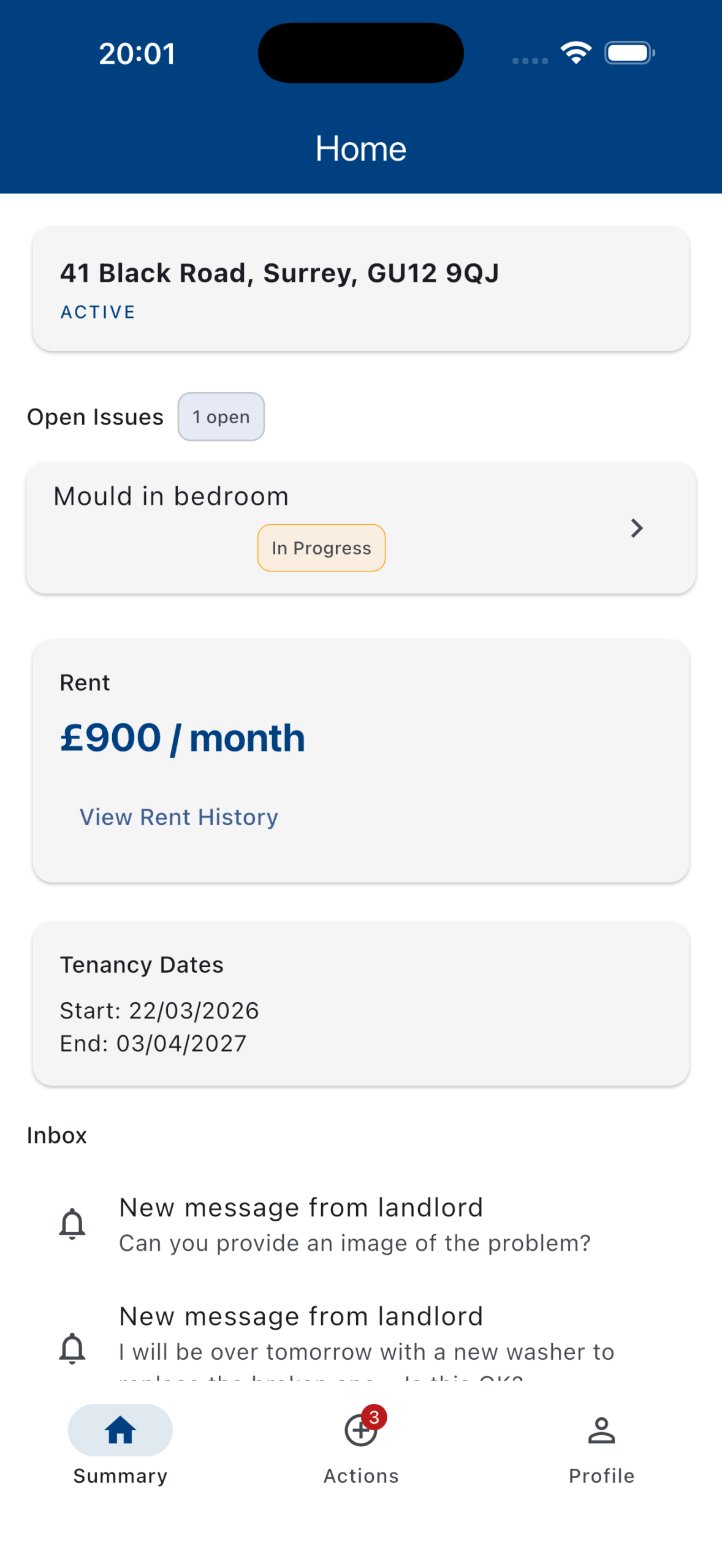 Tenant Summary
